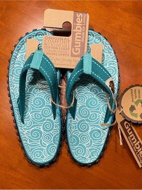 Women's Gumbies Islander Teal Patterned Flip Flop Sandals